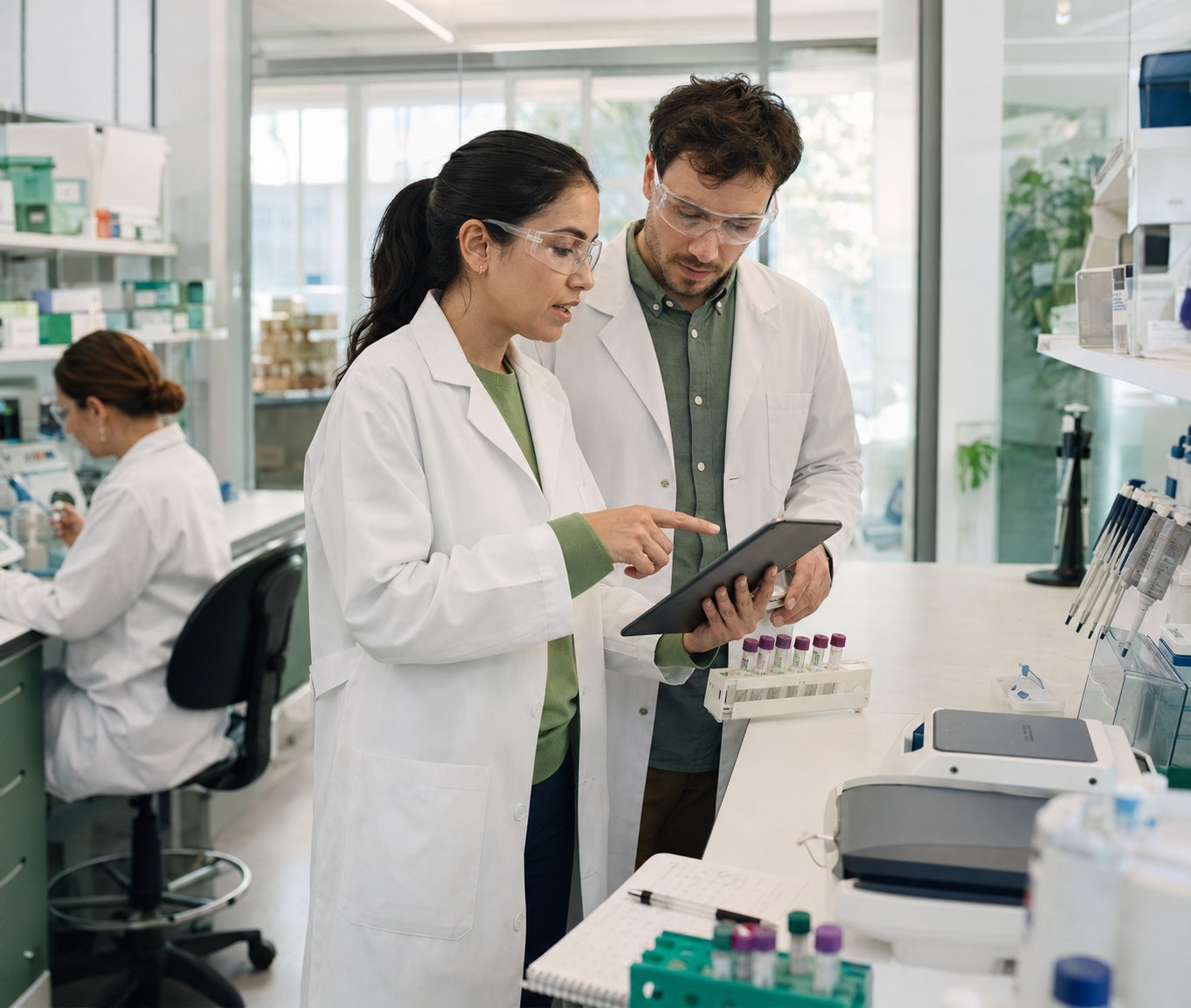 Life Sciences team reviewing a secure scientific data workflow