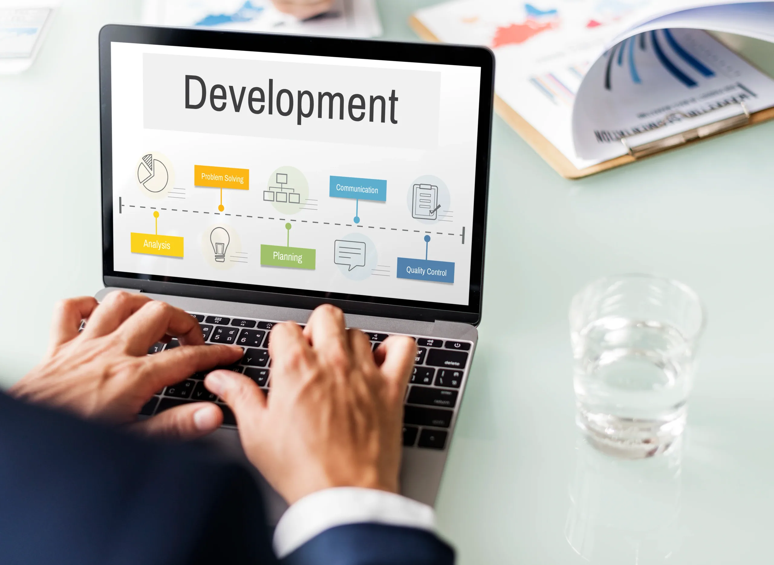 Development planning workflow on a laptop